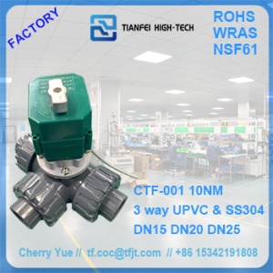 motorized 3 way pvc ball valve